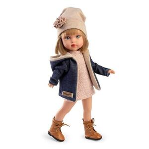 Imagine Papusa fashion Guca Penelope Madrid, 33 cm, par blond drept, corp din vinil, cu outfit complet