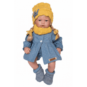 Imagine Papusa clasica Guca Ana, 38 cm, corp textil si membre din vinil, par blond cu aspect natural, imbracaminte inclusa