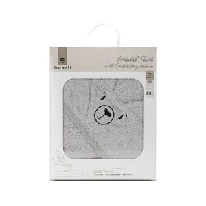 Imagine Prosop de baie cu gluga si broderie Lorelli , 90 x 90 cm, 0 luni+, bumbac, Gri