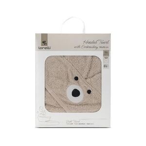 Imagine Prosop de baie cu gluga si broderie Lorelli Soft Beige, 90 x 90 cm, 0 luni+, bumbac