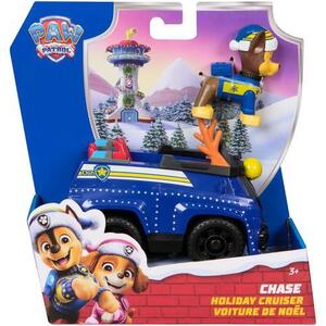 Imagine Set figurina si vehicul Paw Patrol - Chase, cu accesorii de Craciun