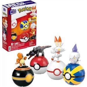 Imagine Set de constructie Pokemon Mega Construx - 4 Bile, Echipa de foc