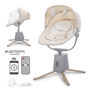 Imagine Leagan electric pentru bebelusi Lorelli Storky, Bluetooth, telecomanda, 5 viteze de leganare, potrivit 0-6 luni, Bej