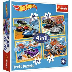 Imagine Puzzle Trefl 4 in 1 Hot Wheels Vehicule