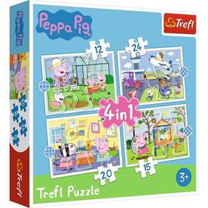 Imagine Puzzle Trefl 4 in 1 Peppa Pig, 12/15/20/24 piese