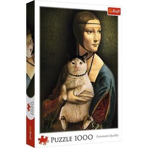 Imagine Puzzle Trefl - Doamna cu pisica, 1000 piese
