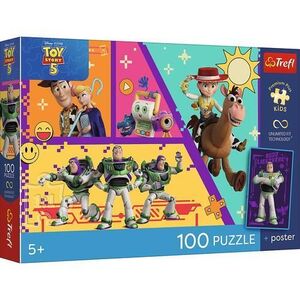 Imagine Puzzle Trefl Disney Pixar Toy Story 5 Jucarii in actiune, 100 de piese, poster inclus