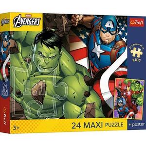 Imagine Puzzle Trefl Maxi Premium Plus Kids Razbunatorii Eroii Viselor, poster inclus, 24 de piese