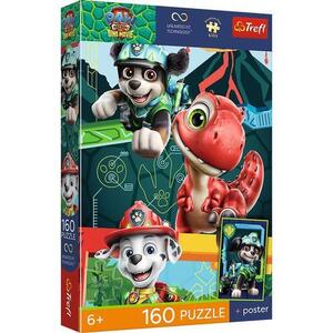 Imagine Puzzle Trefl Premium Plus Kids Patrula Catelusilor Aventura cu Dinozauri, poster inclus, 160 de piese