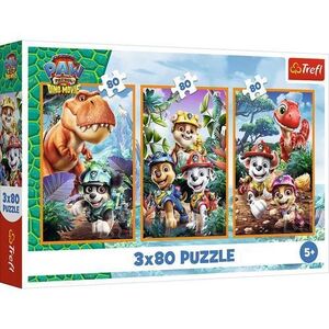 Imagine Puzzle Trefl Patrula Catelusilor Eroii Dinozaurilor, 3x80 piese