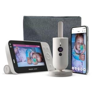 Imagine Monitor video digital pentru bebelusi Philips-AVENT SCD953/26, cu sistem de conectare prin aplicatia mobila Baby Monitor+, LCD 4.3 inch, camera full HD, mod nocturn, zoom, termometru, sunete linistitoare, raza de actiune 0-400 m (Alb)