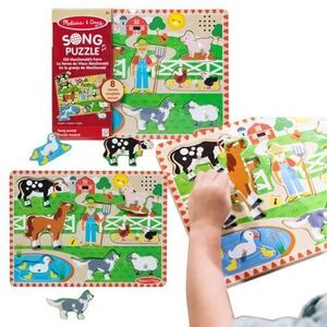 Imagine Set Puzzle muzical din lemn Spin Master, 8 piese, cu tabla interactiva, 2 ani+, Multicolor