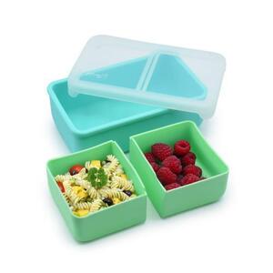 Imagine Cutie pranz bento cu compartimente detasabile MELII, 1300ml, Albastru/Verde