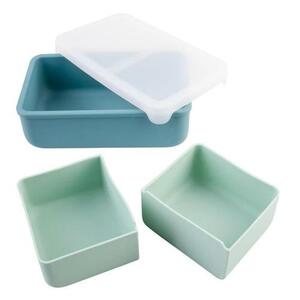 Imagine Cutie pranz bento cu compartimente detasabile MELII Cactus, 1300ml, Albastru/Verde