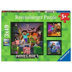Imagine Puzzle Ravensburger - Minecraft, 3 in 1, 3x49 piese