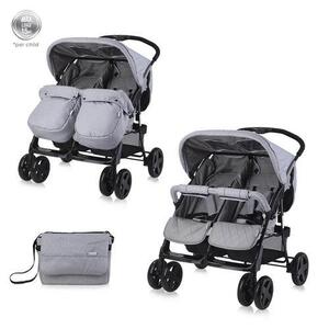 Imagine Carucior pentru gemeni Lorelli Twin, 0-30 kg, 0-3 ani (Gri)