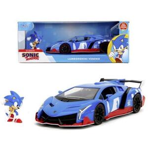 Imagine Jada Set Figurina Ariciul Sonic Si Masinuta Metalica Sonic Lamborghini Veneno Scara 1 La 24