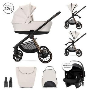 Imagine Carucior 3 in 1 Lorelli Bianca, cos landou individual, cosulet auto Aria Luxe inclus, cadru din aluminiu, pana la 22 kg, Bej