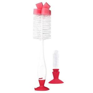 Imagine Perie de curatat biberoane Lorelli, tetine si cani cu ventuza pentru fixare, 26 cm, Roz