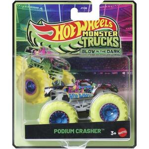Imagine Masinuta Hot Wheels Monster Truck - Glow in the Dark, Podium Crasher, scara 1: 64