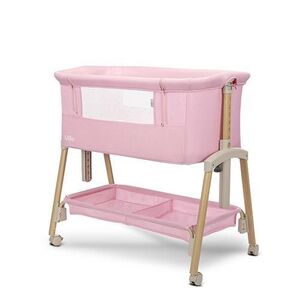 Imagine Patut Co Sleeper Lorelli Millie, 0 Luni+, max. 9 kg, inaltime reglabila 7 pozitii, sistem antireflux, plasa de tantari, saltea inclusa, Roz