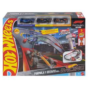 Imagine Set 3 masinute si pista de curse, Hot Wheels Racing, Formula 1, Sprint Race Circuit, JNN32