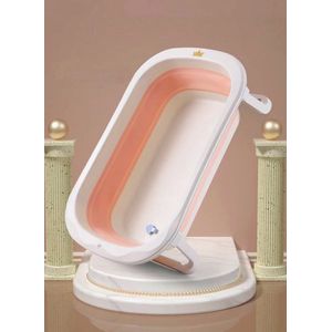 Imagine Set Cadita pliabila Little Mom Pink cu hamac, design ergonomic, margini rotunjite, picioare antiderapante, dop evacuare, dimensiuni 50 x 80 x 21 cm