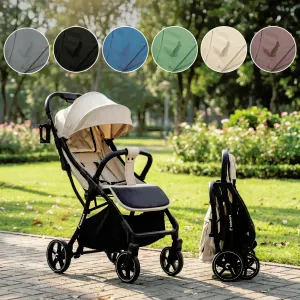 Imagine Carucior pentru copii, Kidnort Fjallrav Mocha Mousse, cu pliere compacta, suspensie integrala, spatar si viziera reglabile, pana la 22 kg, accesorii incluse, suport pentru pahar, husa transport