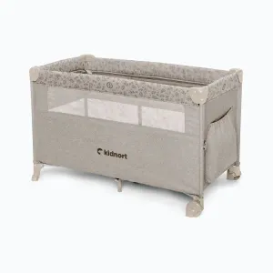 Imagine Patut pliabil 3 in 1 pentru copii Kidnort, cu doua nivele, laterala culisanta, plasa de ventilatie, cu saltea si geanta de transport incluse, dimensiune 128 x 78.5 x 68 cm, Livsmiljo Hygge Sand