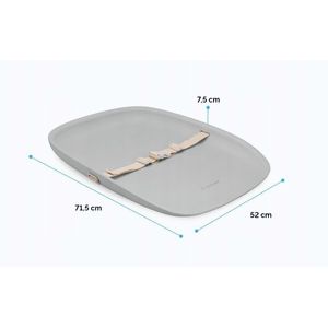 Imagine Salteluta de infasat pentru bebelusi Kidnort Laer Frost Grey, din spuma moale impermeabila, moderna si ergonomica, cu baza antiderapanta, centura de siguranta reglabila si margini ridicate, dimensiune 71.5 x 52 x 7.5 cm