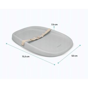 Imagine Salteluta de infasat pentru bebelusi Kidnort Frost Grey, din spuma moale impermeabila, moderna si ergonomica, cu baza antiderapanta, centura de siguranta reglabila si margini ridicate, dimensiune 71.5 x 52 x 7.5 cm