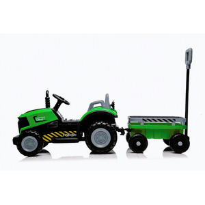 Imagine Tractor electric pentru copii Nichiduta Strong Power Green cu remorca, telecomanda 2.4G, acumulator 12V, 2 motoarex35w, faruri cu lumini led functionale, slow start, suspensii, 2 motoare x 35w