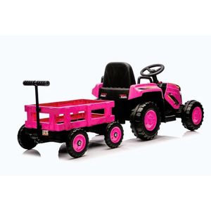 Imagine Tractor electric pentru copii Nichiduta Truck Roz cu remorca, telecomanda 2.4G cu 3 viteze, acumulator 12V, 2 motoarex35w, faruri cu lumini led functionale, slow start, suspensii punte spate