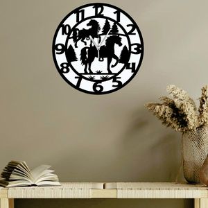 Imagine Ceas de perete model Cai, material MDF, diametru 30 cm