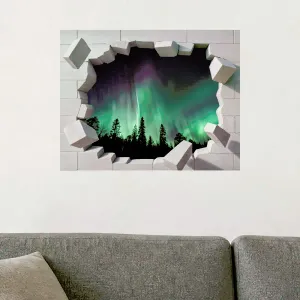 Imagine Sticker perete 3D Aurora boreala, autocolant textil Premium repozitionabil, 60x47 cm