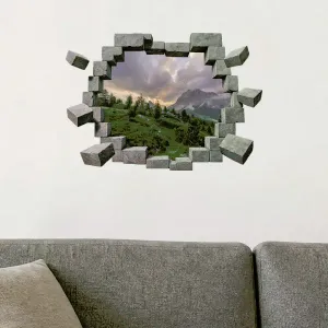 Imagine Sticker perete 3D Dolomiti la asfintit, autocolant textil Premium repozitionabil, 60x42 cm