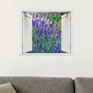 Imagine Sticker perete 3D Lan de lavanda, autocolant textil Premium repozitionabil, 56x47 cm