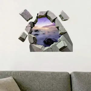 Imagine Sticker perete 3D Apus peste stanci, autocolant textil Premium repozitionabil, 60x47 cm